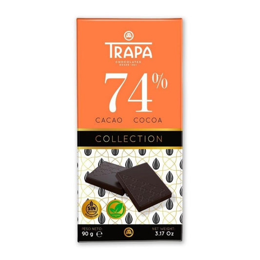 Trapa Collection 74% Cocoa dark chocolate 90g (Gluten Free)