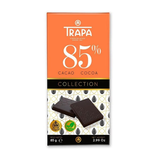 Trapa Collection 85% Cocoa dark chocolate bar (Gluten Free)
